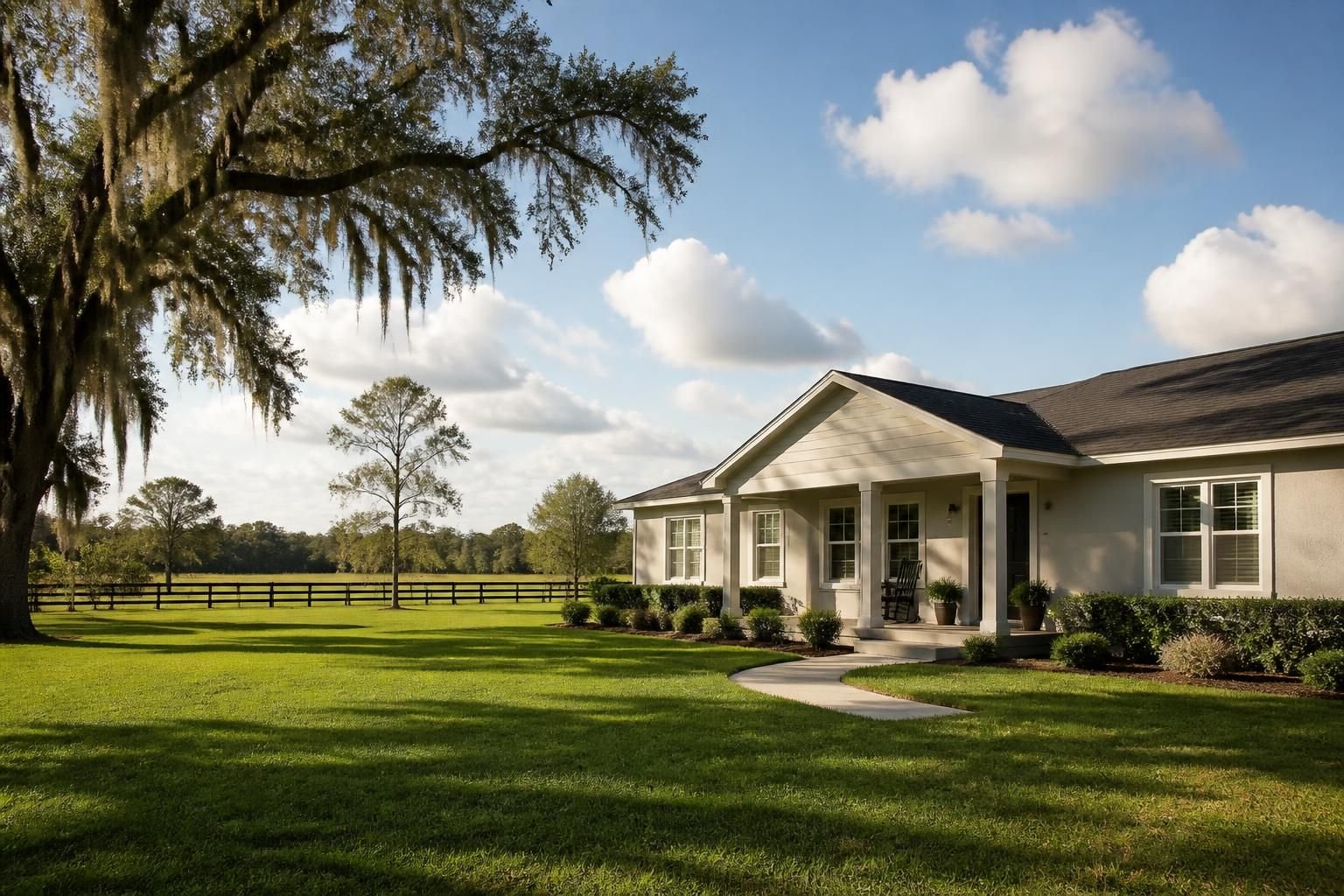 Neat home exterior near open countryside in Thonotosassa.